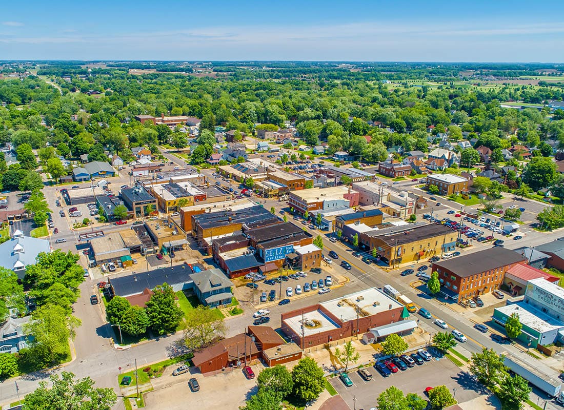 Alexandria, IN - Aerial View of a Small Town in Indiana